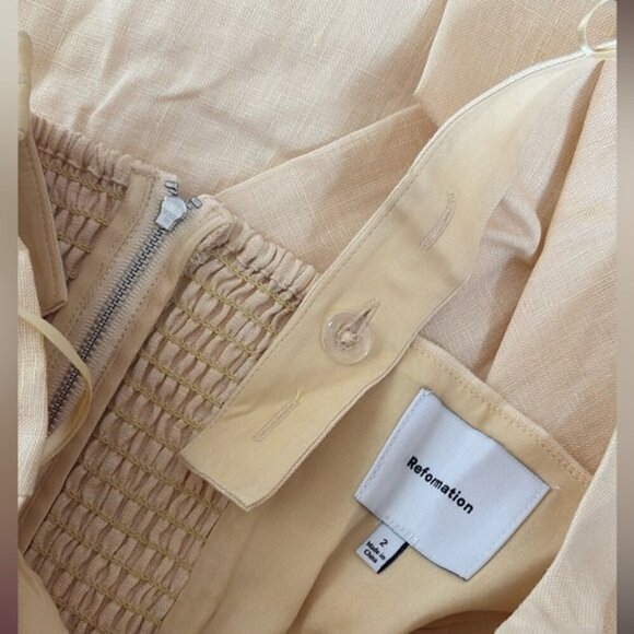 NEW Reformation Balia Linen Midi Dress in Parmesan Light Yellow | US 2 UK 6 - Picture 9 of 16